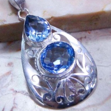 Pendentif Aigue-Marine Or Blanc